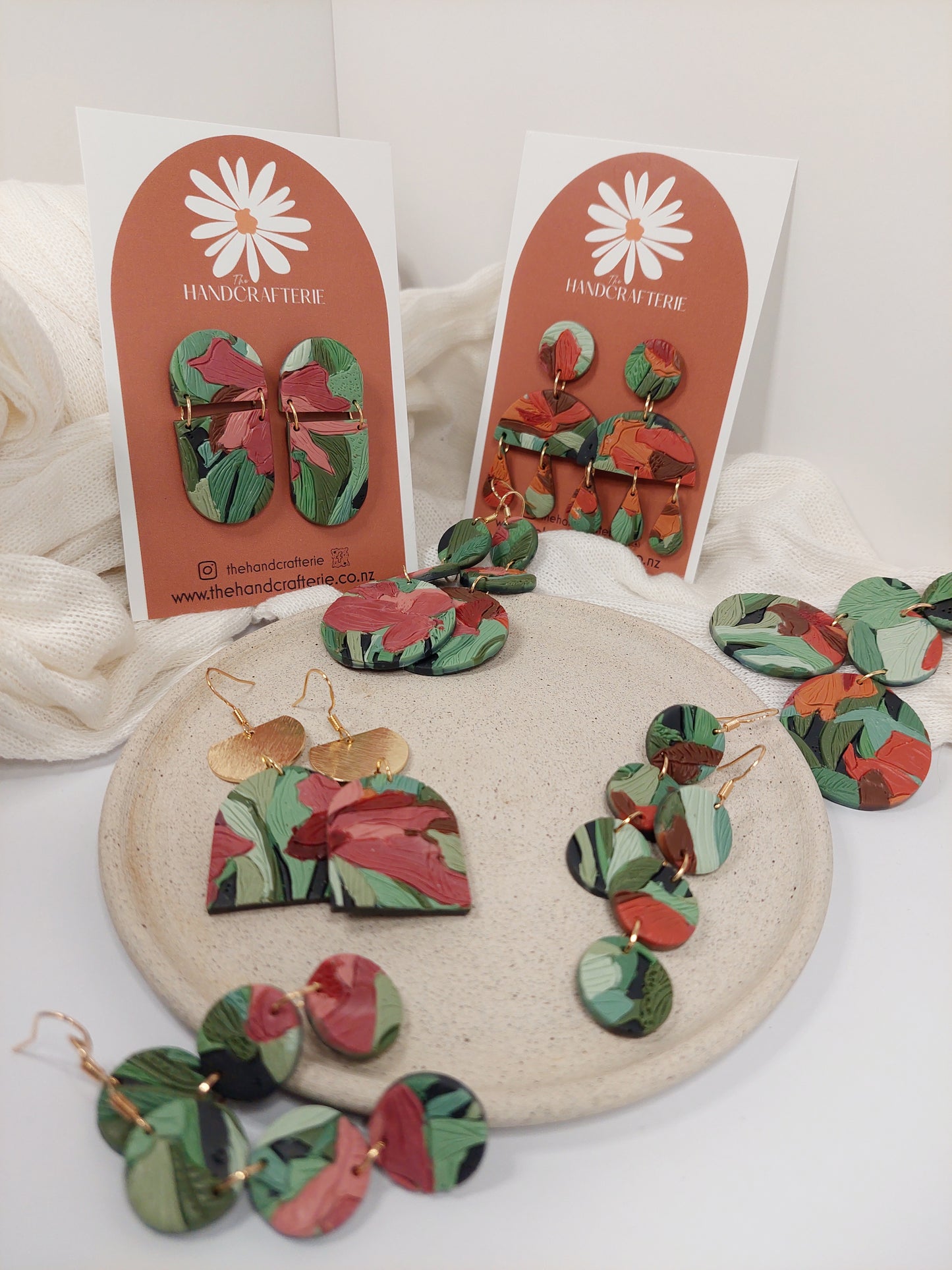 ABSTRACT DOT EARRINGS - PINK RAINFOREST