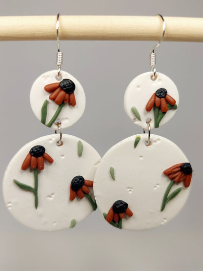 WHITE 2 TIER FLORAL EARRINGS