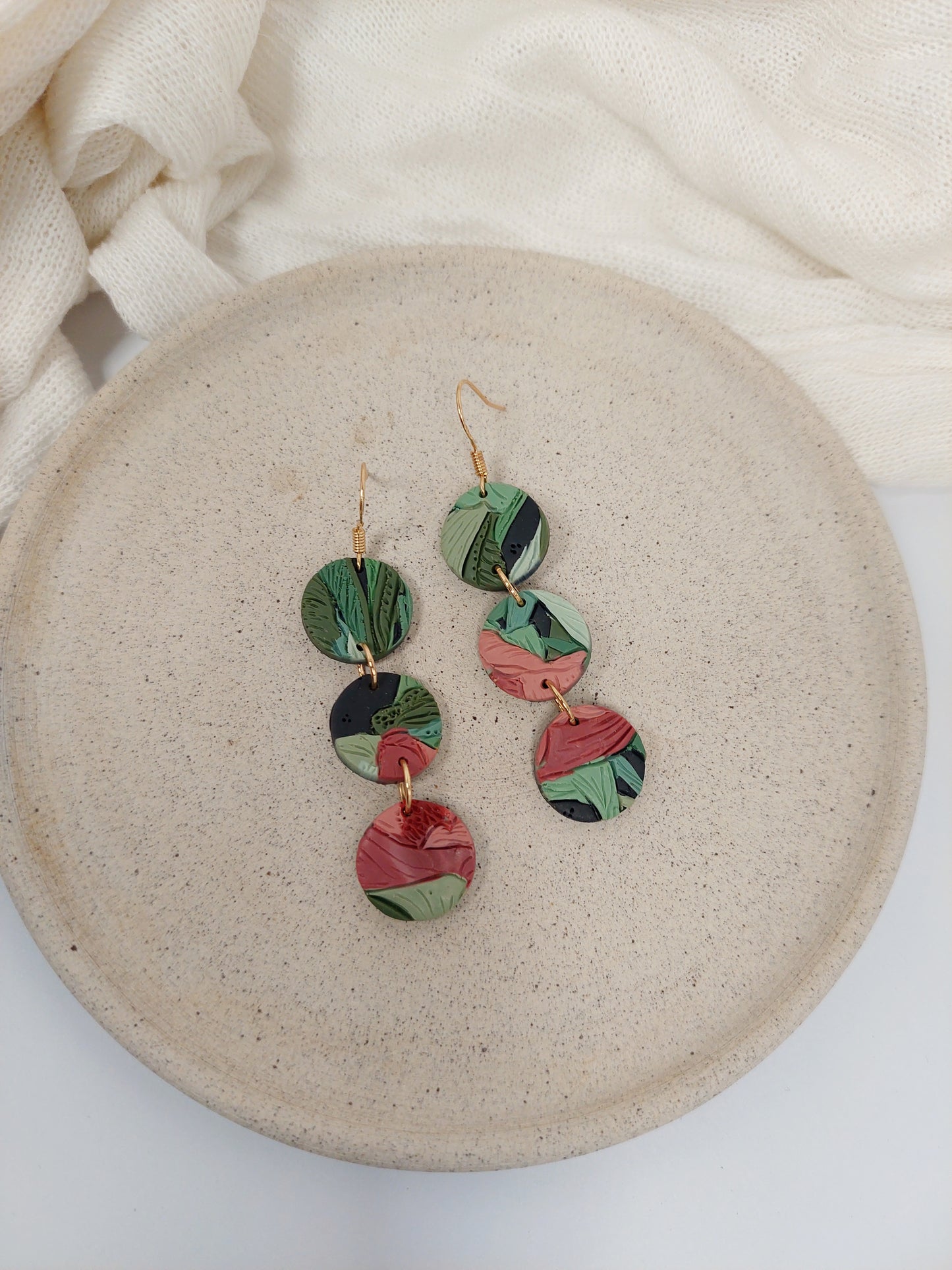 ABSTRACT DOT EARRINGS - PINK RAINFOREST