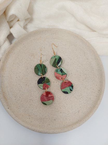 ABSTRACT DOT EARRINGS - PINK RAINFOREST