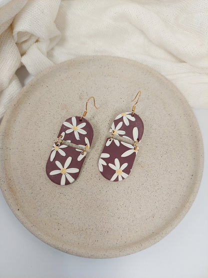 DAISY SPLIT SOLE EARRINGS - WINE