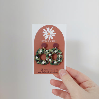 MUTED CHRISTMAS WREATH EARRINGS