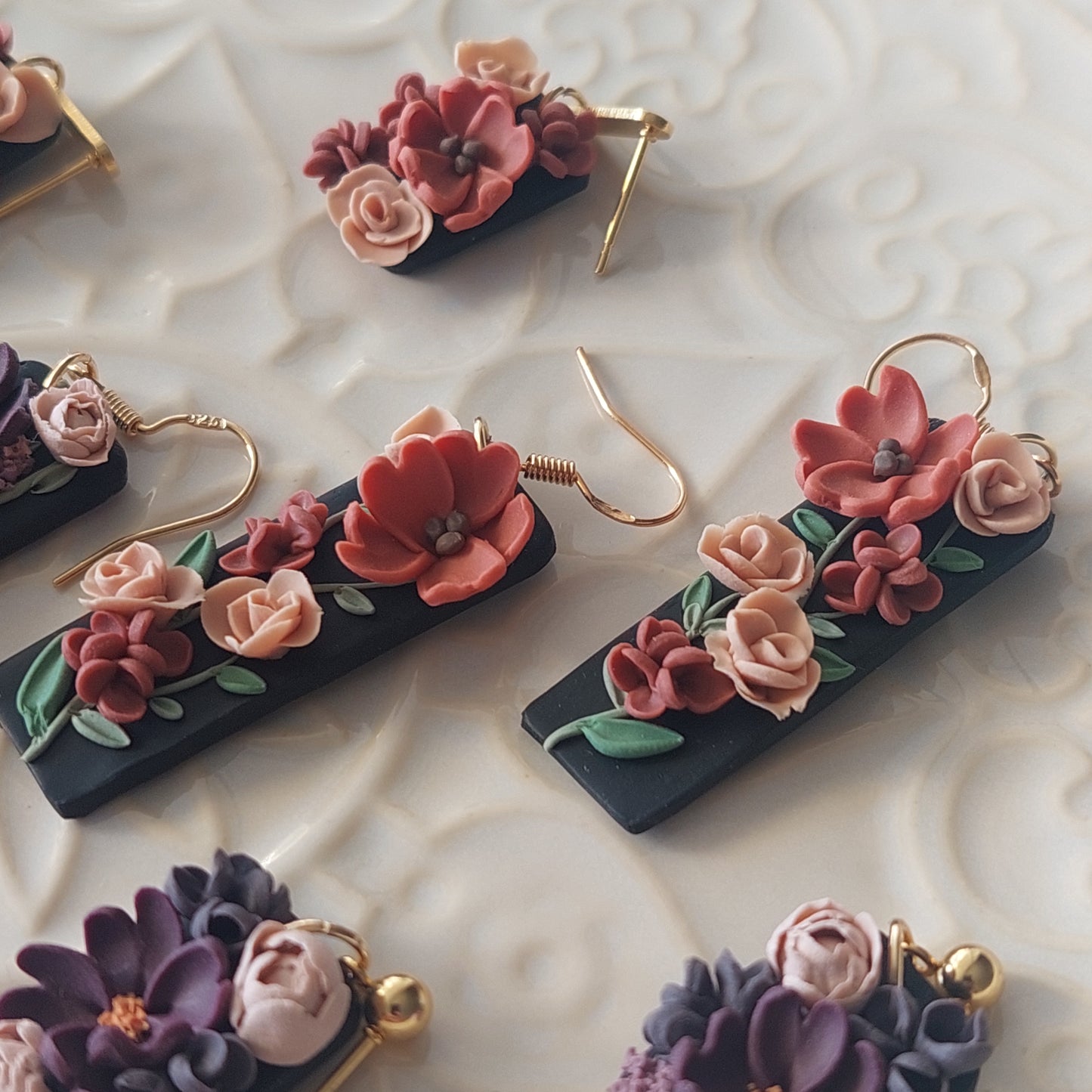 FLORAL EARRINGS - ORANGES